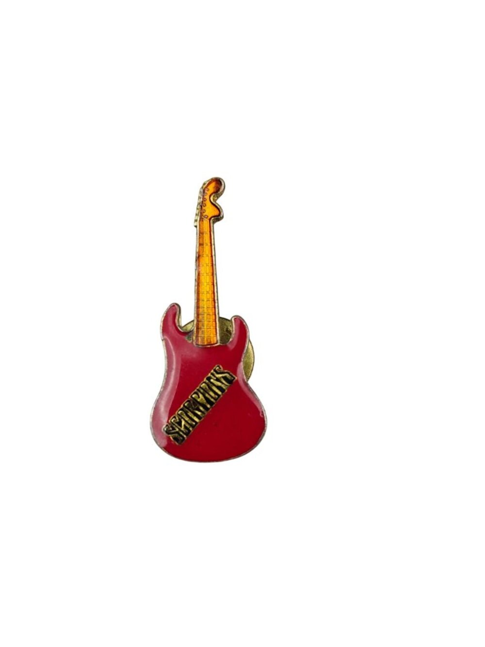 Vintage Scorpions Lapel Pin Red Enamel Guitar Design Gold-Tone Classic Rock